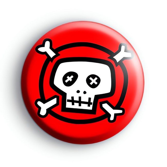 Cool Red and White Skull Badge