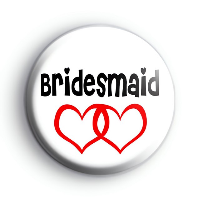 Red Love Hearts Bridesmaid Badge