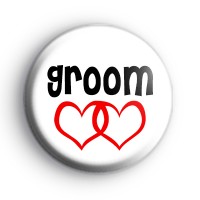 Red Love Hearts Groom Badge thumbnail