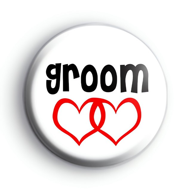 Red Love Hearts Groom Badge