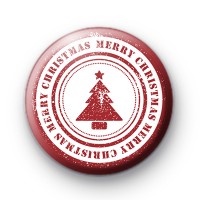 Red and White Xmas Tree Merry Christmas Badge