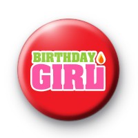 Cute Red Birthday Girl Button Badges