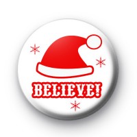 I Believe Red Santa Hat Badges