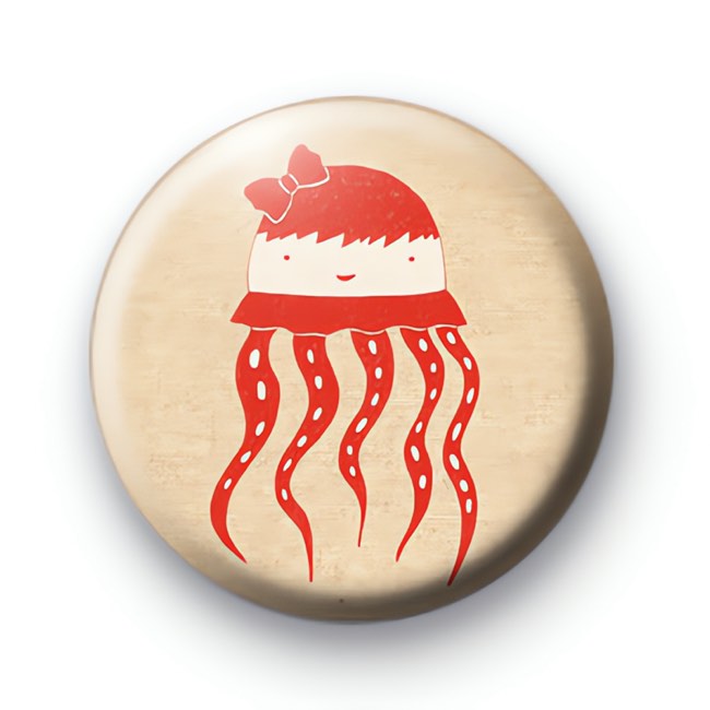 Red Human Jelly Fish Badge