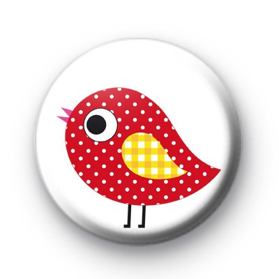 Red Polka Dot Bird Button Badge medium