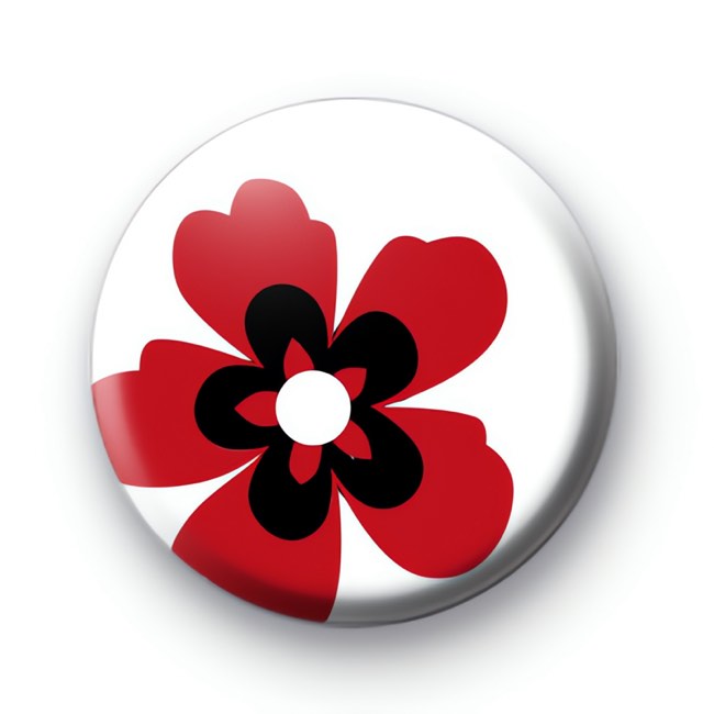 Red Poppy Style Flower Badge