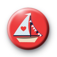 Red Sail Boat Pin Button Badge