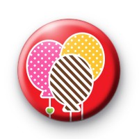 Red Three Party Balloons Badge