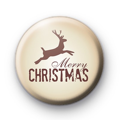 Merry Christmas Brown Reindeer Badge medium