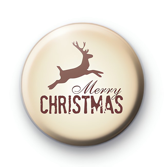 Merry Christmas Brown Reindeer Badge