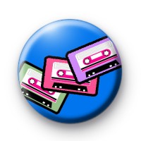 Retro Tapes Blue Button Badges thumbnail