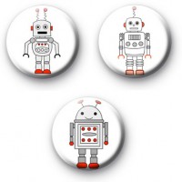 Set of 3 Robot Badges