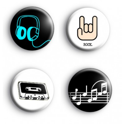 Set of 4 Rocker Music Badges
