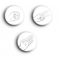 Set of 3 Rock Paper Scissors Badges