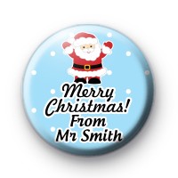 Santa Custom Teacher Text School Christmas Name Badge