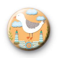 Seaside Seagull Button Badge