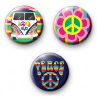 Set of 3 Rainbow Peace Badges