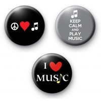 Set of 3 Music Lovers Badges