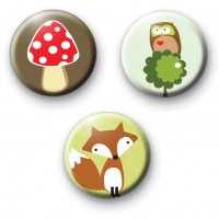 Set of 3 Woodland Creatures Badges