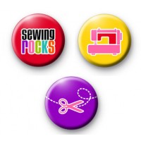Set of 3 Sewing Craft Button Badges