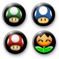 Set of 4 Super Mario Symbol Badges