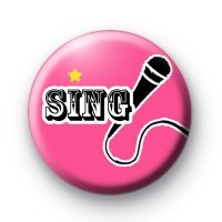 Pink Sing Microphone Badge