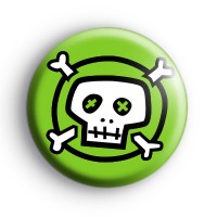 Green White and Black Skull and Crossbones Badges