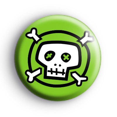 Green White and Black Skull and Crossbones Badges medium