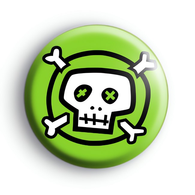 Green White and Black Skull and Crossbones Badges