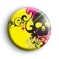 Black and Yellow Rock Skull Badge