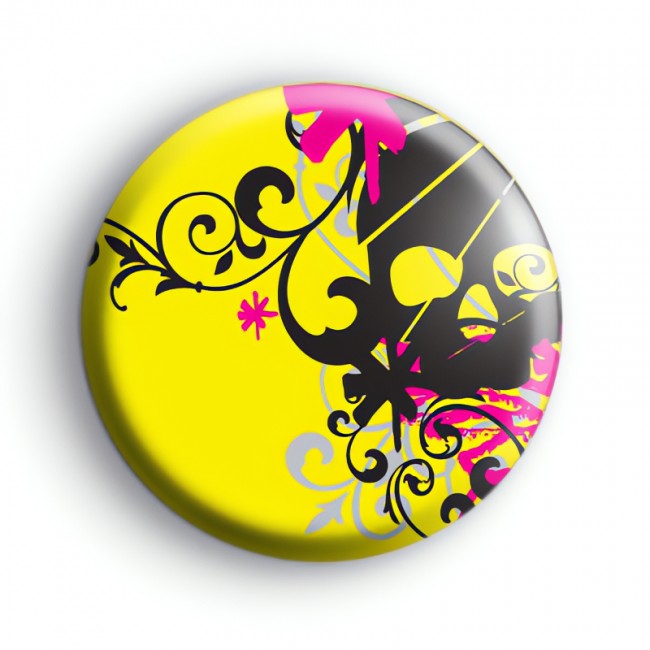 Black and Yellow Rock Skull Badge