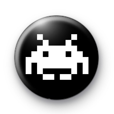 Space Invader (white) Badge