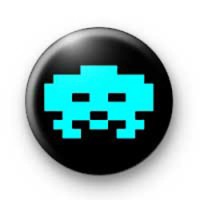 Retro Space Invader Blue Badge