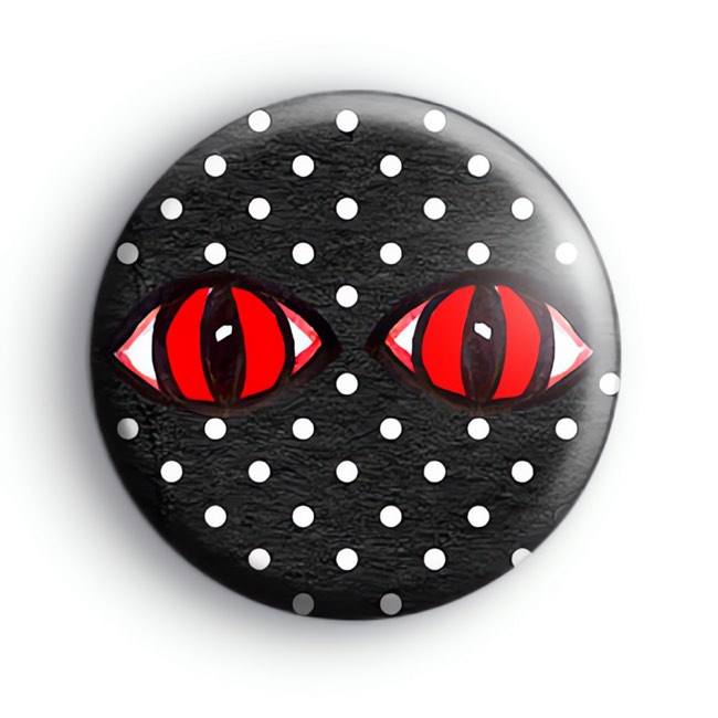 Spooky Red Evil Eyes Badge