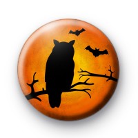 Spooky Owl and Bats Halloween Badges