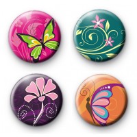 Set of 4 Spring Time Button Badges