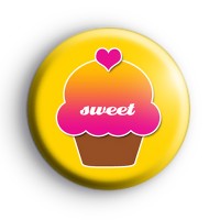 Sweet Yellow and Pink Cupcake Badge
