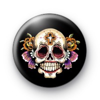 Rockabilly Tattoo Style Skull Badge
