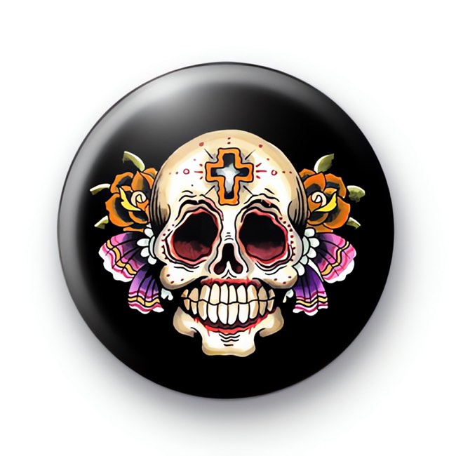 Rockabilly Tattoo Style Skull Badge