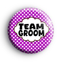 Purple Polka Dot Team Groom Badges