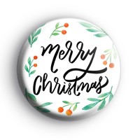 Traditional Merry Christmas Button Badge