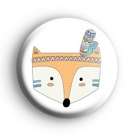 Tribal Pattern Foxy Fox Face Badge