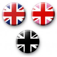 Set of 3 Union Jack Themed Button Badges thumbnail
