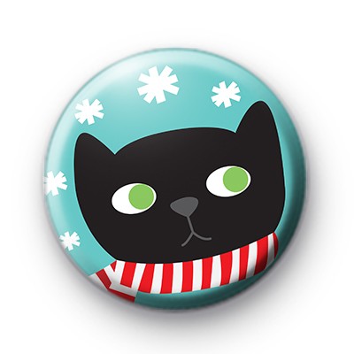 Festive Black Cat Badge medium