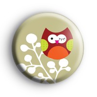 Orange Wise Owl Bird Badge