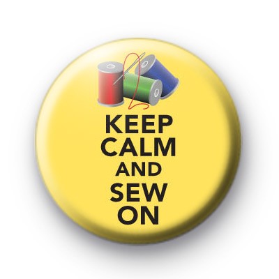 Keep Calm and Sew On Yellow Badge