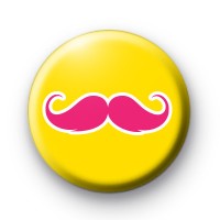 Yellow and Pink Moustache Movember badge